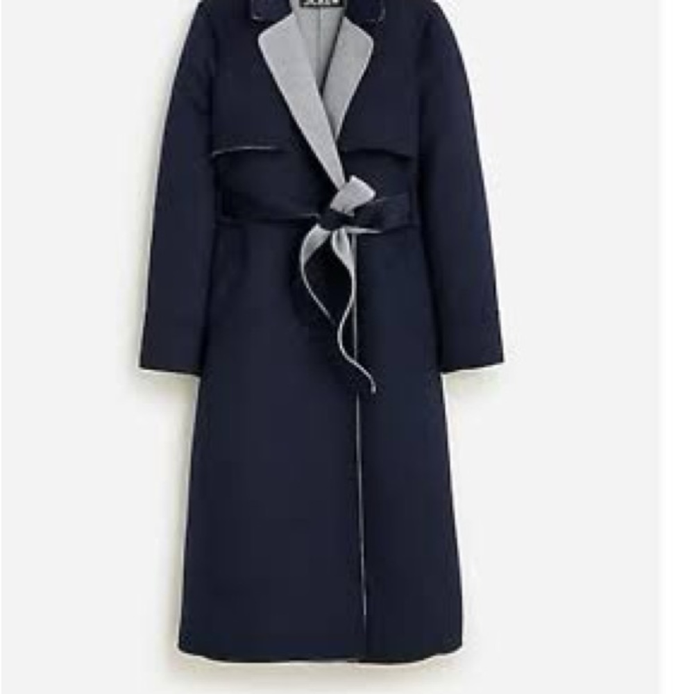 J. Crew Harriet Blue and Gray Trench Coat